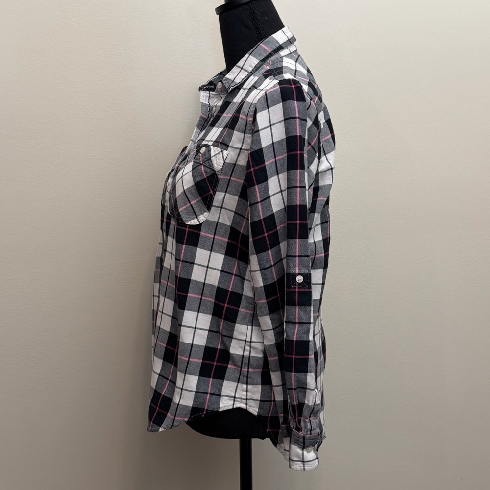 Lauren Ralph Lauren Womens M Black Pink Plaid Flannel Shirt Outdoor Preppy Check - Picture 4 of 11